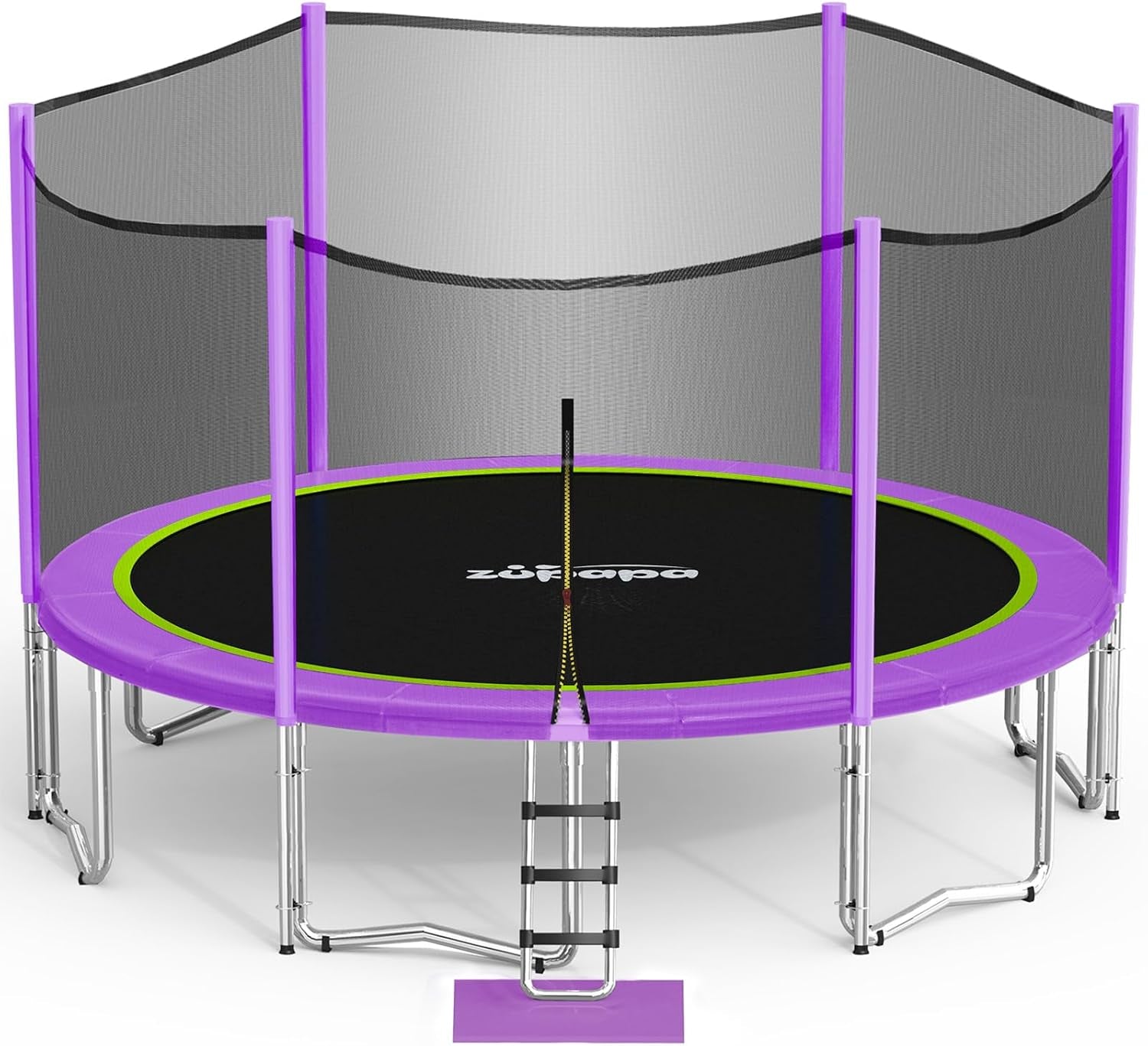 1800LBS Weight Capacity Double Frames Trampoline with No-Gap Design Curved Poles 16 15 14 12 10FT Trampolines with Enclosure Net for Kids Adults, Outdoor Family Fun