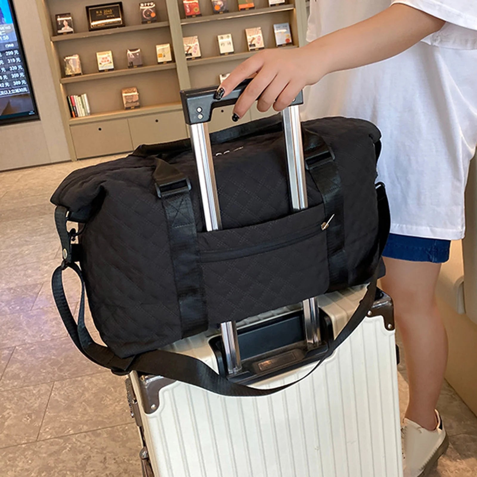 Travel Duffle Bag for Women Sport Gym Tote Bag with Toiletry Bag Large Carry on Overnight Bag for Women Girls Travel Gym Bag for Labor and Delivery Bag Black