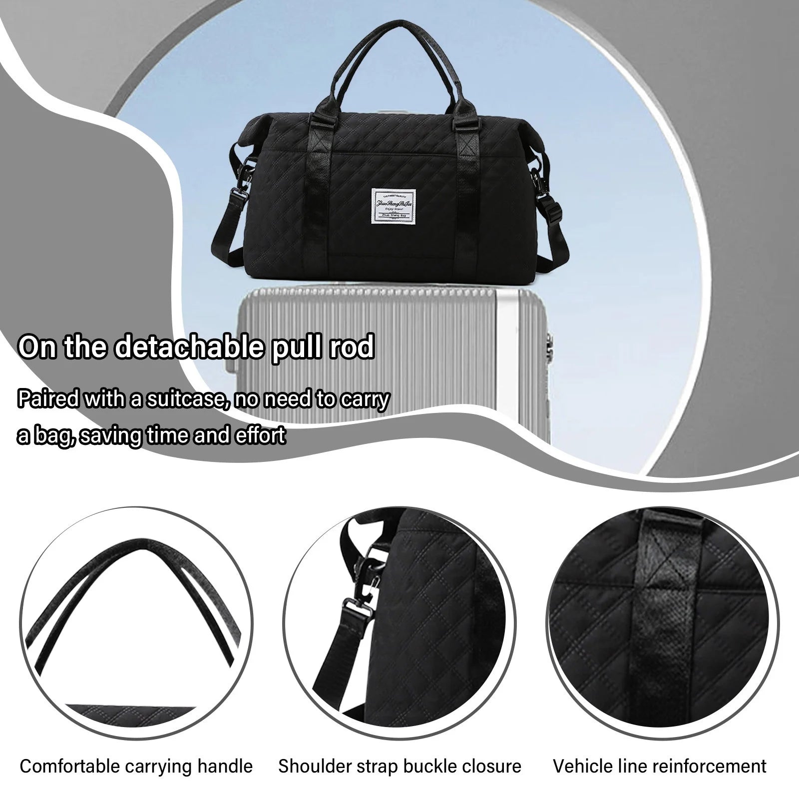 Travel Duffle Bag for Women Sport Gym Tote Bag with Toiletry Bag Large Carry on Overnight Bag for Women Girls Travel Gym Bag for Labor and Delivery Bag Black