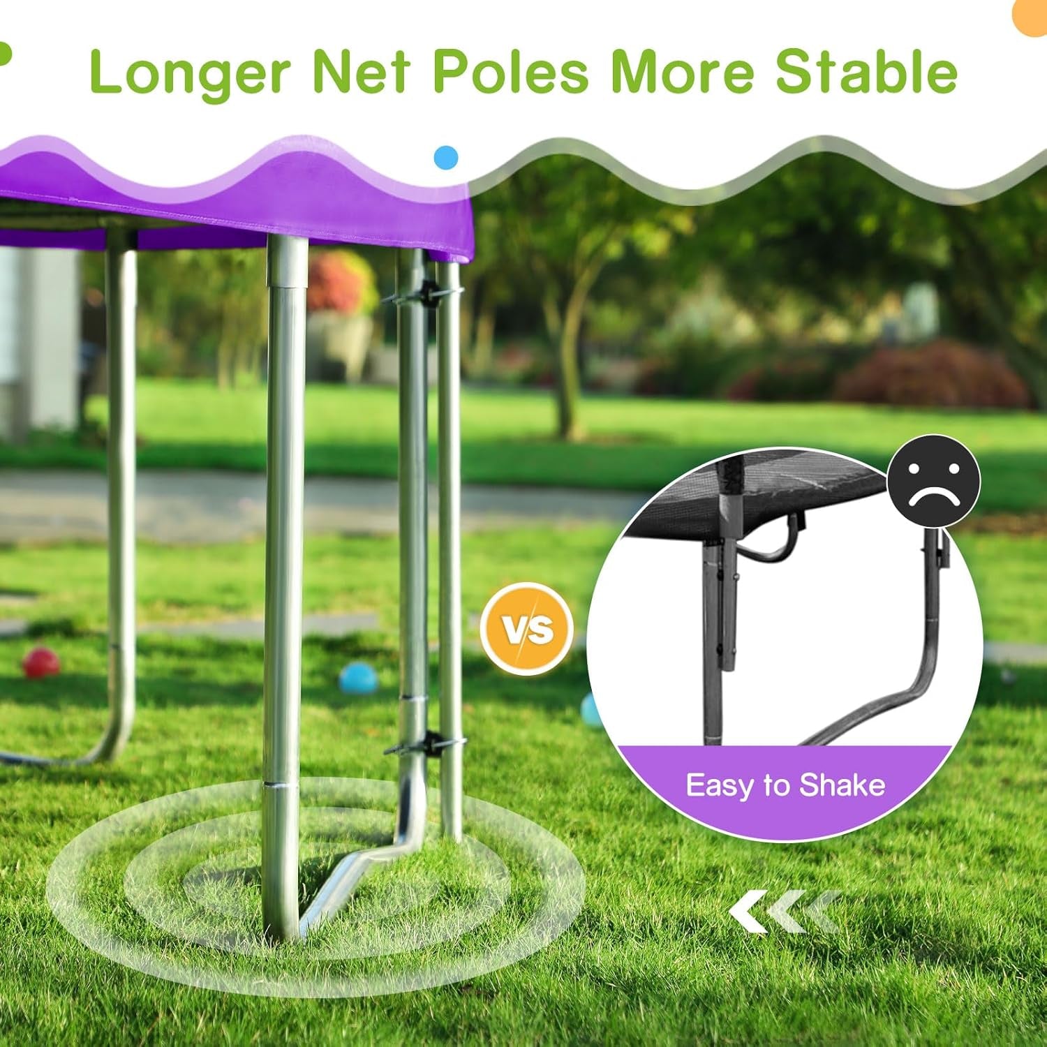 1800LBS Weight Capacity Double Frames Trampoline with No-Gap Design Curved Poles 16 15 14 12 10FT Trampolines with Enclosure Net for Kids Adults, Outdoor Family Fun