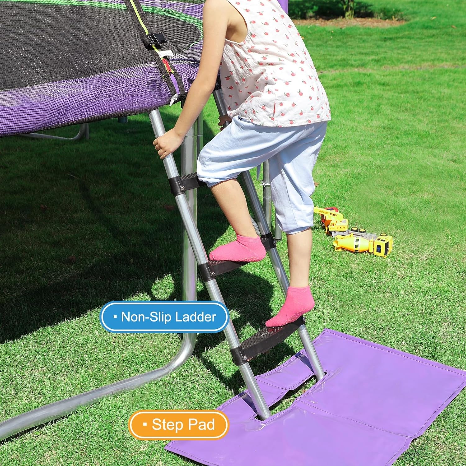 1800LBS Weight Capacity Double Frames Trampoline with No-Gap Design Curved Poles 16 15 14 12 10FT Trampolines with Enclosure Net for Kids Adults, Outdoor Family Fun