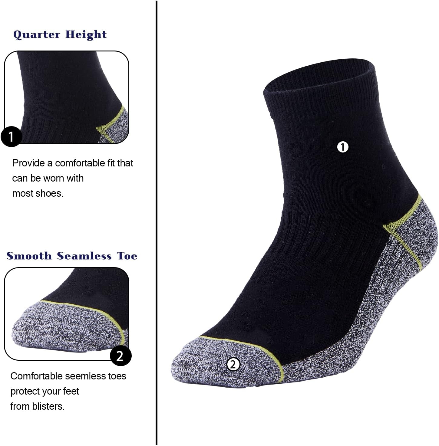 Copper Infused Quarter Socks Improve Foot Health Odor Control with Moisture Wicking Durable Comfortable Fit (4/5 Pairs)