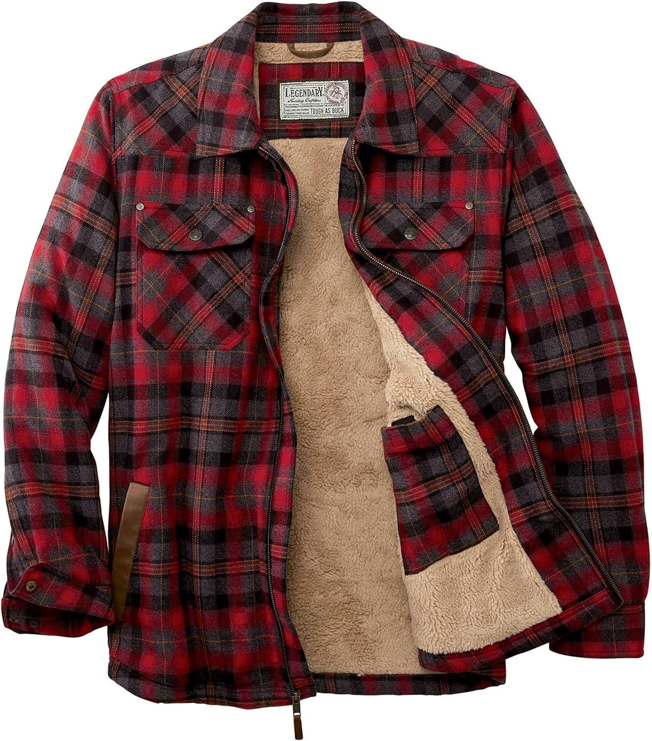 Men'S Sherpa Lined Shirt Jacket Flannel Shacket Fully Insulated