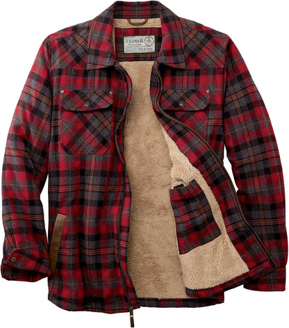 Men'S Sherpa Lined Shirt Jacket Flannel Shacket Fully Insulated