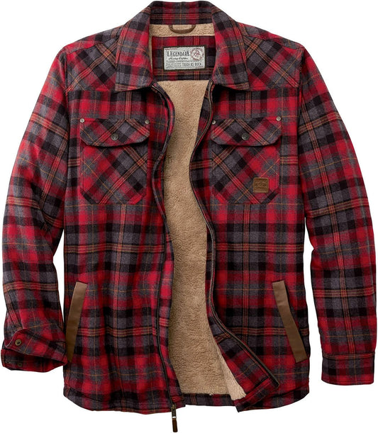 Men'S Sherpa Lined Shirt Jacket Flannel Shacket Fully Insulated