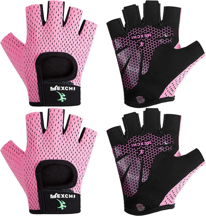 2 Pairs Workout Gloves Adjustable Weight Lifting Gym Exercise Training Breathable Workout Gloves with Full Palm Protection for Men and Women Fitness, Biking, Pull Up, Cycling